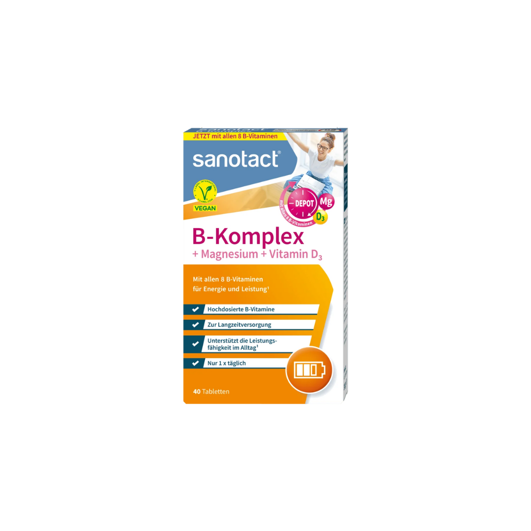 VIÊN BỔ SUNG VITAMIN NHÓM B + D3 + MAGIE – SANOTACT B-KOMPLEX + MAGNESIUM + VITAMIN D3 TABLETTEN